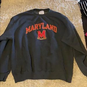 Dark gray university of Maryland crew neck